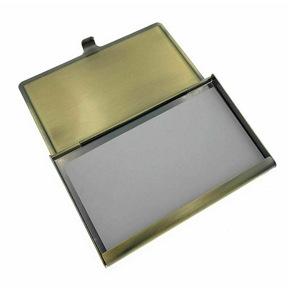 Irises Business Card Holder, Vincent Van Gogh Brass & Glass Case, Gift Boxed - Picture 5 of 6